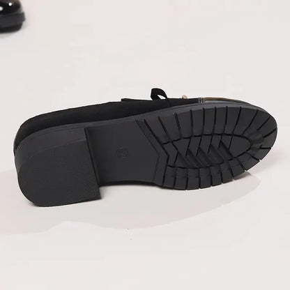 Women's Bowknot Decor Chunky Heel Loafers