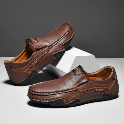 Men’s Calf Leather-Look Comfort Support Loafers