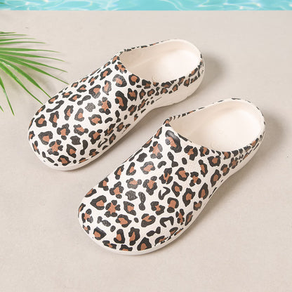 Women's Leopard Print Flat Mule Sandals