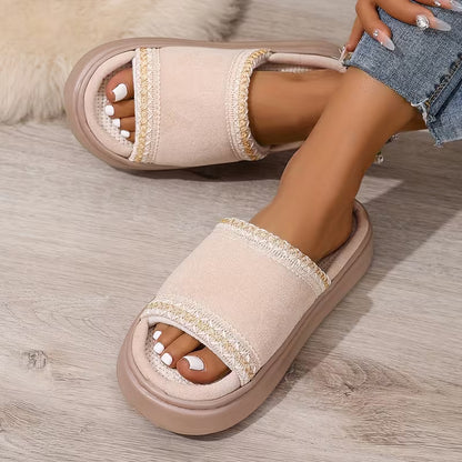 Women’s Contrast Stitch Platform Slides