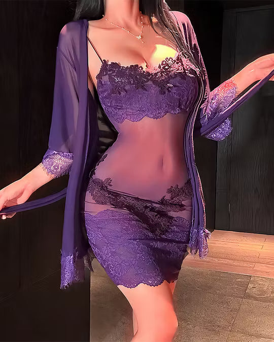 Women’s Lace Mesh Pyjama Set