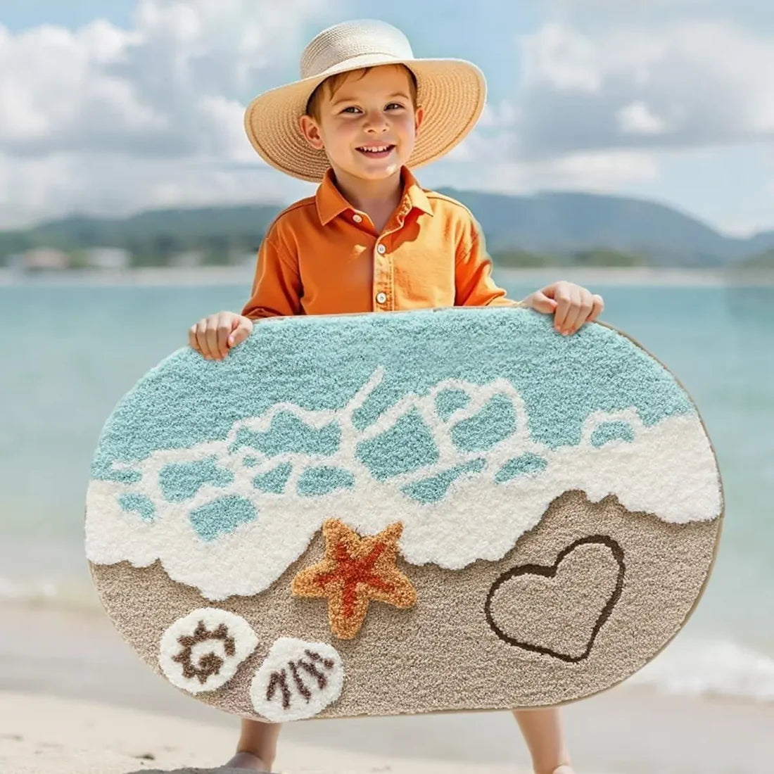 Coastal Beach Bathroom Rug