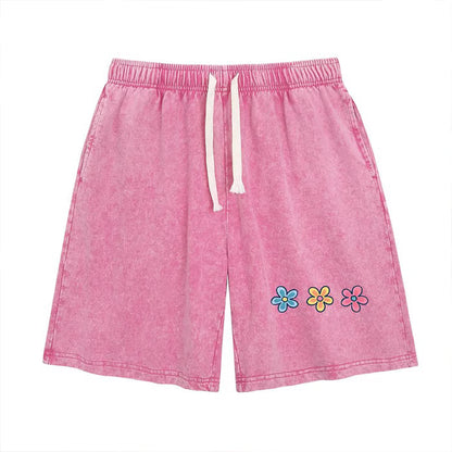Women's Washed Floral Drawstring Shorts