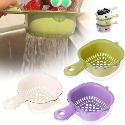 Dual-Layer Draining Bowl with Handle