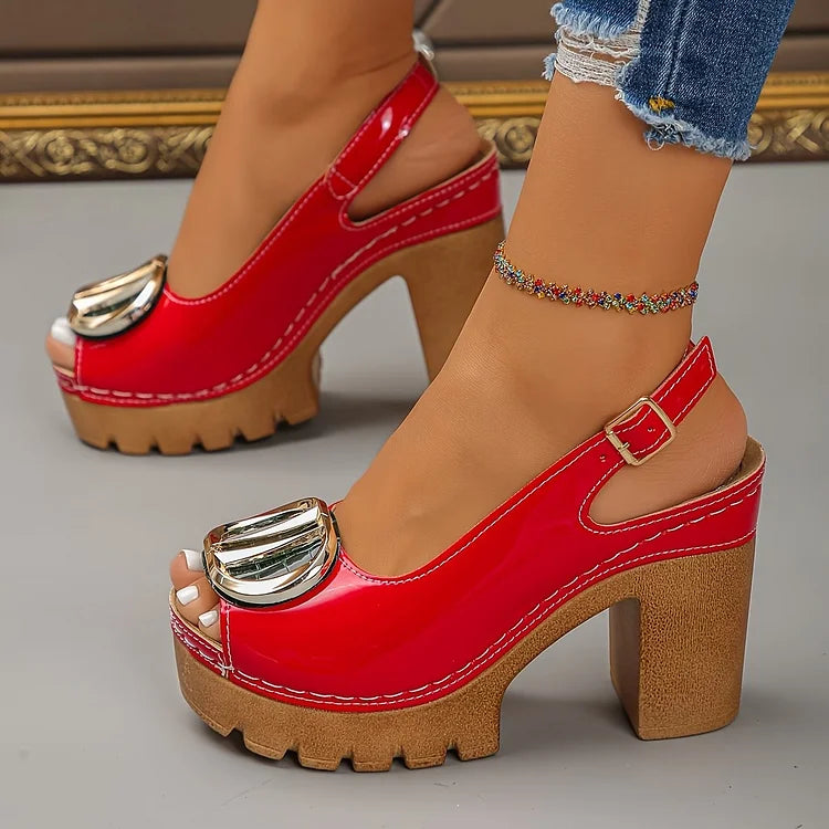 Women’s Vintage Buckle Low Heel Pumps