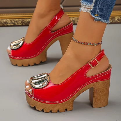 Women’s Vintage Buckle Low Heel Pumps