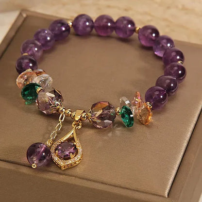 Amethyst and Mixed Crystal Bead Bracelet
