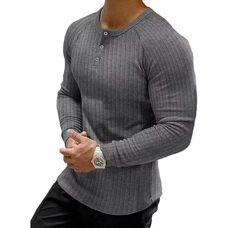 Men's Textured Henley Shirt