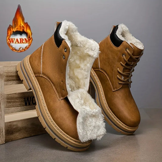 Men’s Insulated Leather-Look High-Top Winter Boots