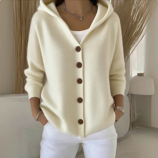 Women's cotton, smooth, comfortable, casual long-sleeved cardigan