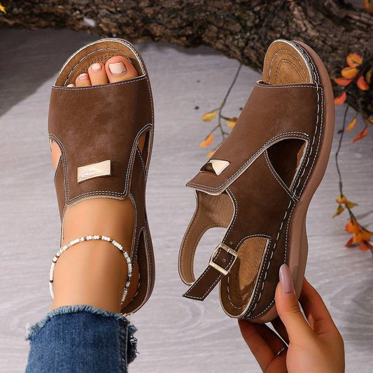 Women’s Boho Double-Buckle Slingback Comfort Sandals