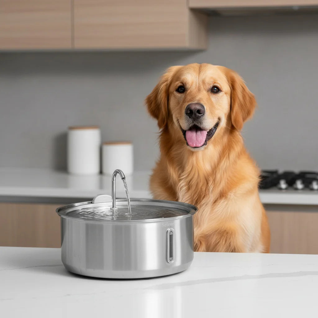 Stainless Steel Filtered Pet Water Fountain