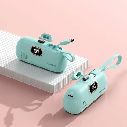 Mini Portable Charger with Built-In Cable