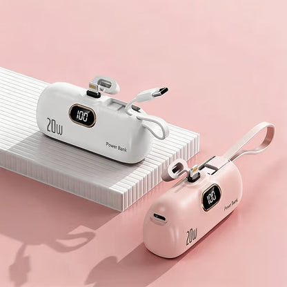 Mini Portable Charger with Built-In Cable