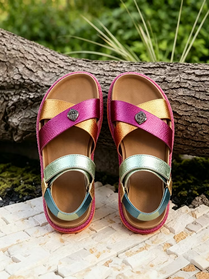 Women's Colour-Block Crossover Sandals