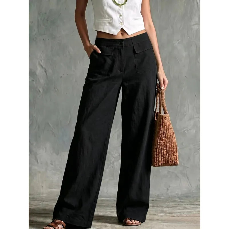 Women’s Cotton and Linen Wide-Leg Trousers