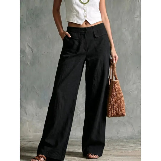 Women’s Cotton and Linen Wide-Leg Trousers