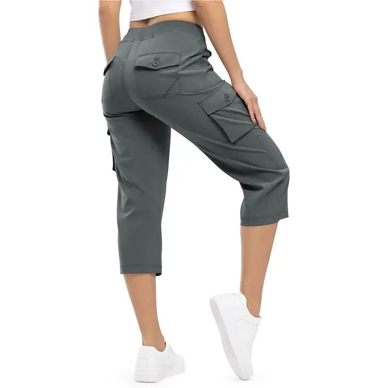 Women’s Lightweight Quick Dry Capri Cargo Trousers with Pockets