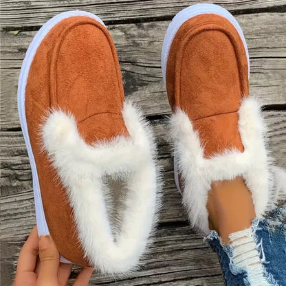 Women’s Faux Fur Trim Winter Slip-On Comfort Shoes