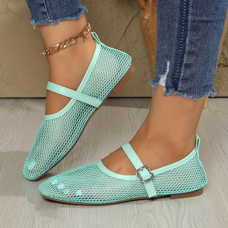 Women's Mesh Mary Jane Flat Shoes