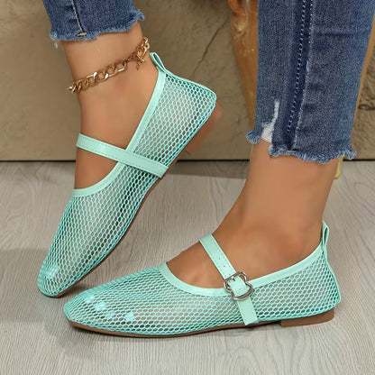 Women's Mesh Mary Jane Flat Shoes