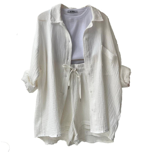 Two-piece long-sleeved shirt women's casual suit