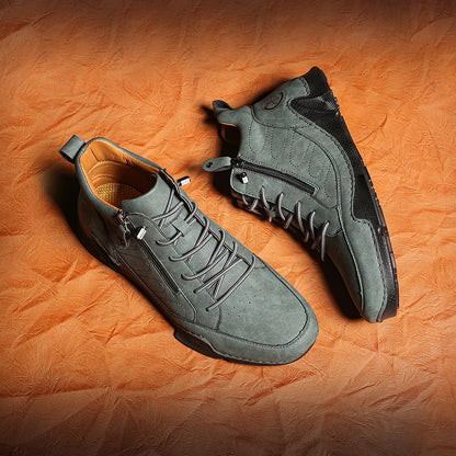 Men’s Wide-Toe Waterproof Leather-Look Slip-On Boots
