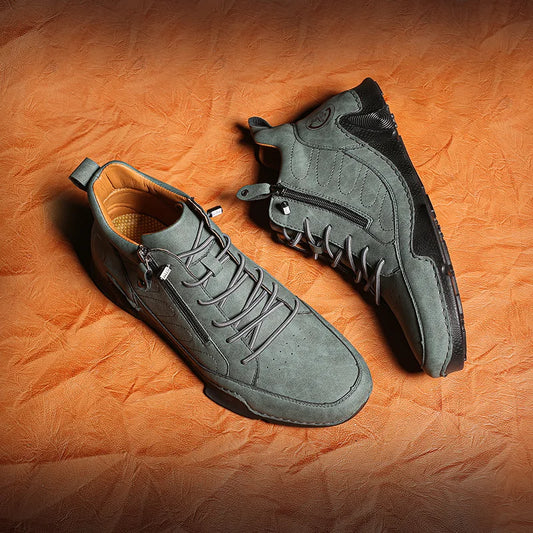 Men’s Wide-Toe Waterproof Leather-Look Slip-On Boots