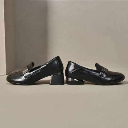 Women's Round Toe Thick Heel Flat Shoes