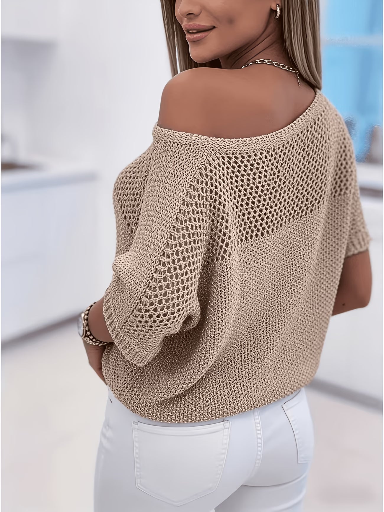 Women's Casual Hollow Short-Sleeve Top