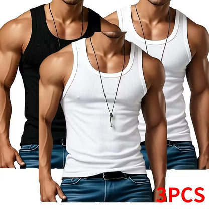 Men’s 3-Pack Ribbed Sleeveless Vests