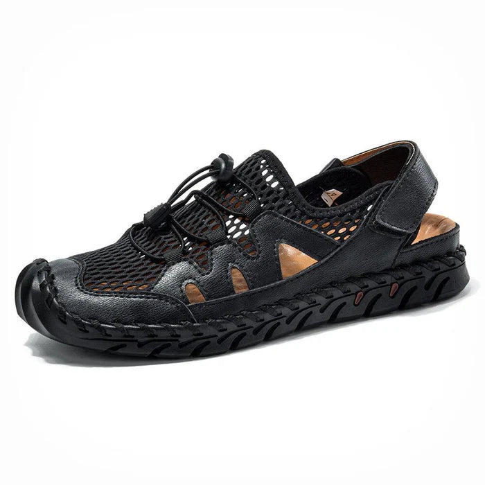 Men's Rubber Toe Cap Leather-Look Breathable Water Sandals Shoes