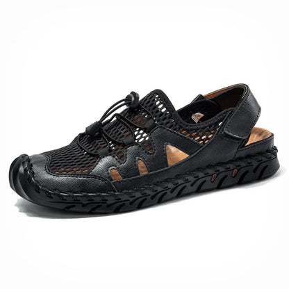 Men's Rubber Toe Cap Leather-Look Breathable Water Sandals Shoes