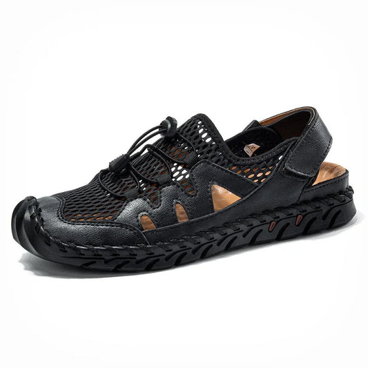Men's Rubber Toe Cap Leather-Look Breathable Water Sandals Shoes