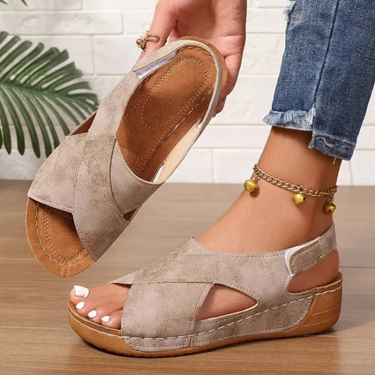 Women's New Vintage Solid Colour Summer Wedge Sandals