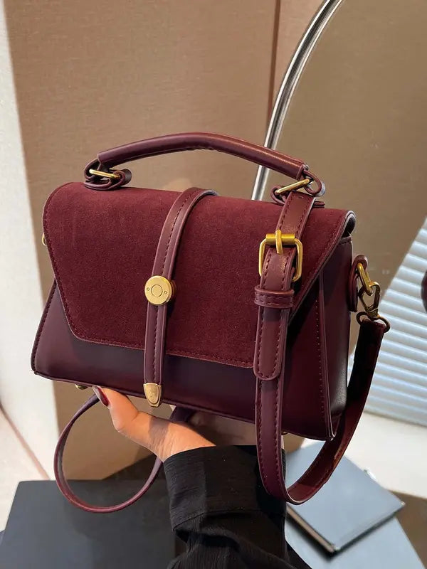 Women’s Contrast Stitch Small Square Crossbody Bag