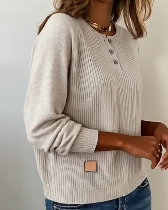Elegant Button-Down Raglan Sleeve Sweater