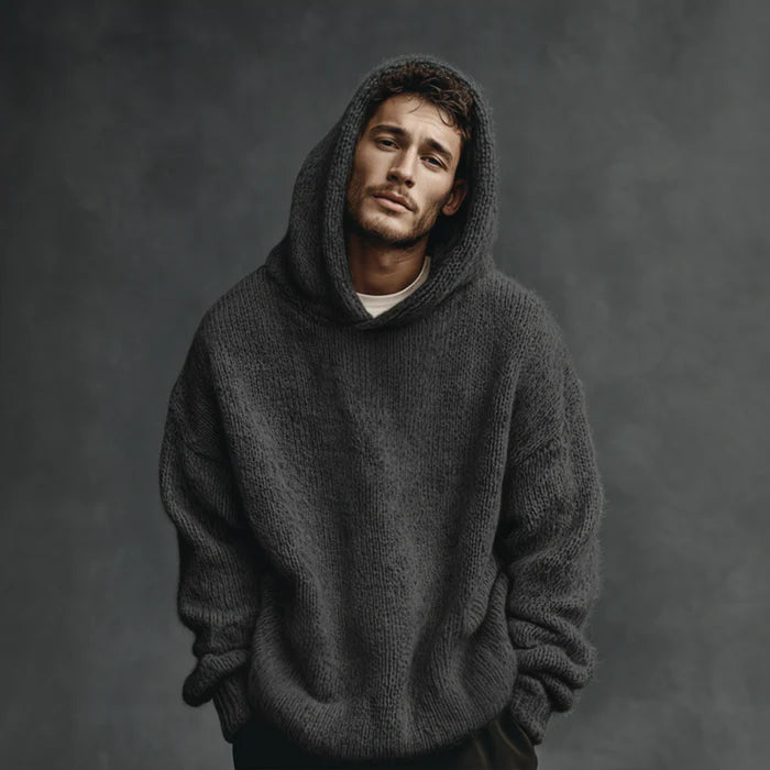 Men’s Relaxed Knit Hooded Pullover Jumper
