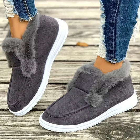 Women’s Faux Fur Trim Winter Slip-On Comfort Shoes