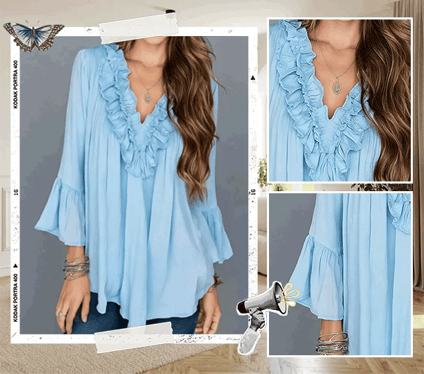 Women’s Soft Ruffle V Neck Blouse