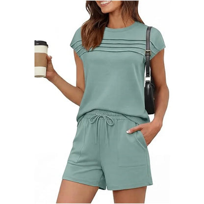 Women’s Round Neck Top & Drawstring Lounge Set (Short or Long)