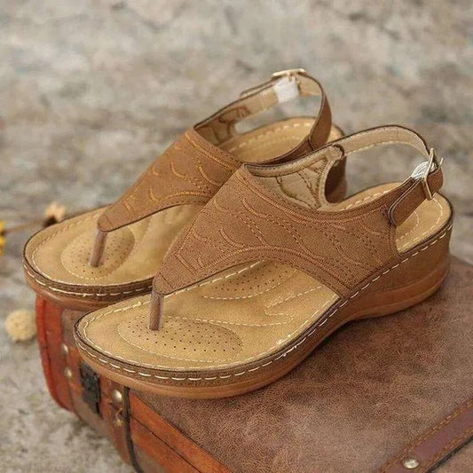 Embroidered Wedge Sandals