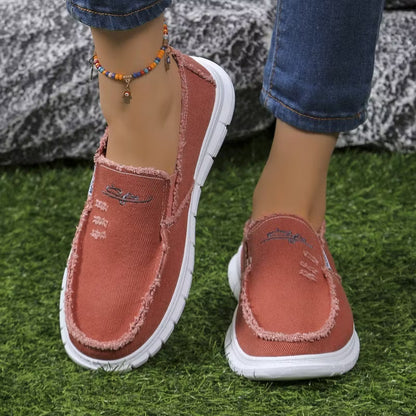 Women's Embroidered Canvas Slip On Shoes