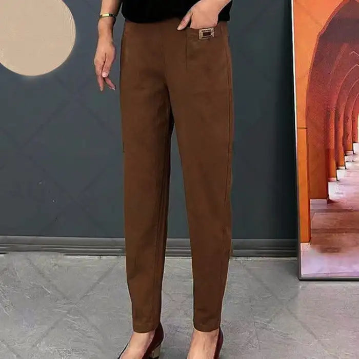 Cotton pants with elastic waist for women