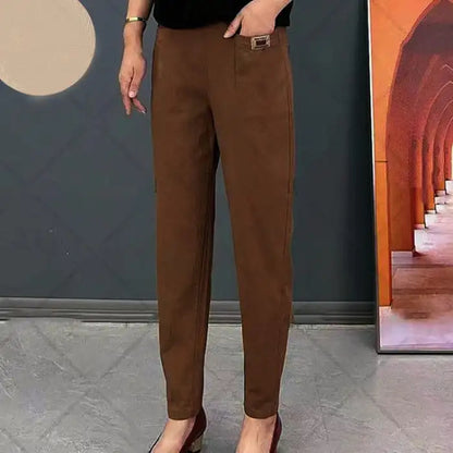 Cotton pants with elastic waist for women