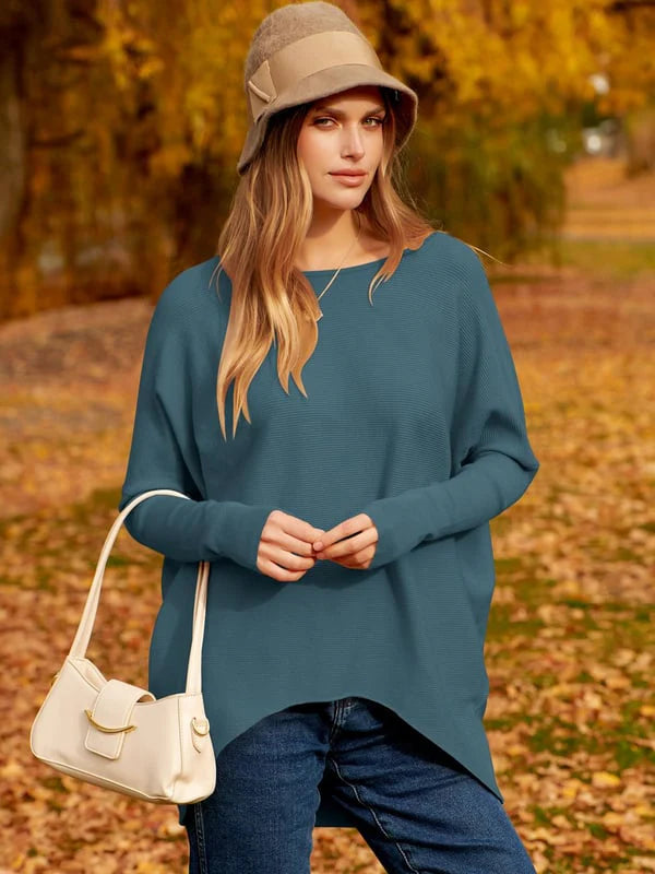 Women’s Ribbed Dolman Sleeve Knit Tunic Sweater