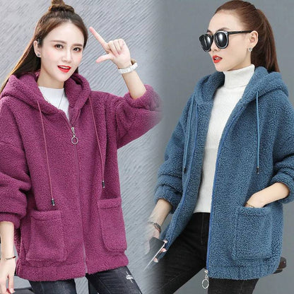 Women's Oversized Zip-Up Teddy Hoodie