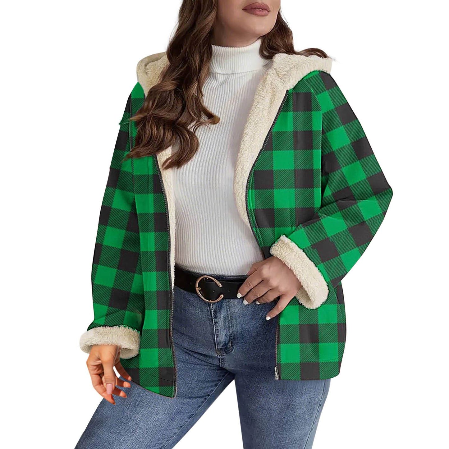 Women’s Norvina Sherpa-Lined Plaid Hooded Jacket