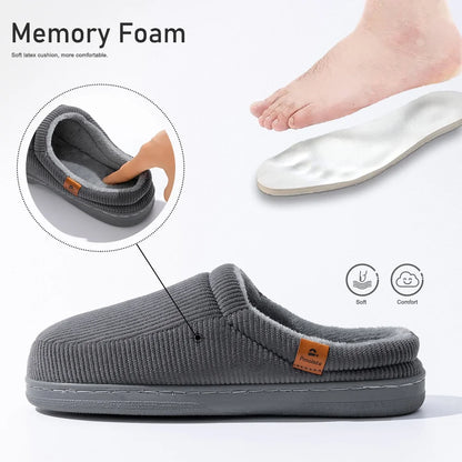 Men’s Corduroy Memory Foam House Slippers