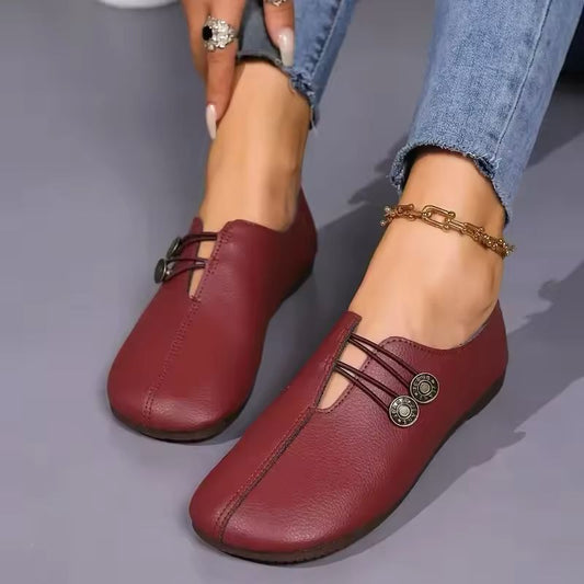 Women's Comfort Loafers – Soft Non-Slip Leather-Look Flats